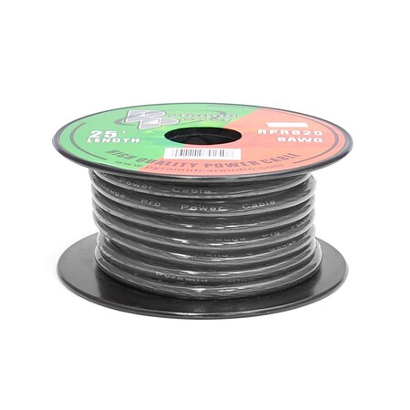 Pyramid 8 Gauge Black Ground Wire 25 Ft. Ofc RPB825